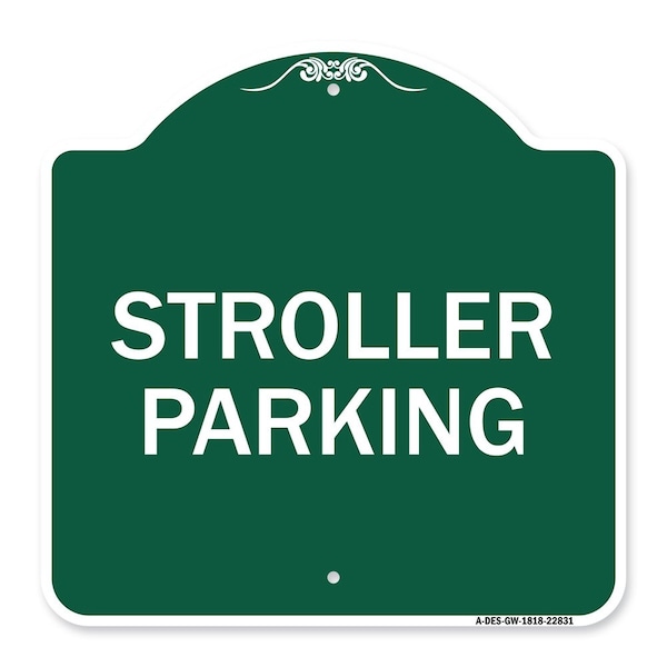 Signmission Designer Series Sign-Stroller Parking, Green & White Aluminum Sign, 18" x 18", GW-1818-22831 A-DES-GW-1818-22831 - main